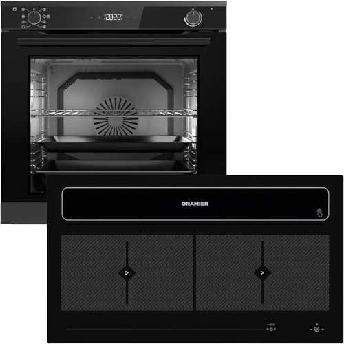 Oranier Pyrolyse Backofen Set EBP620 Einbau autark - 9 Funktionen & Flächen-Induktion 90 cm Kochfeldabzug KFL 2094-4 Kochzonen & Brückenfunktion