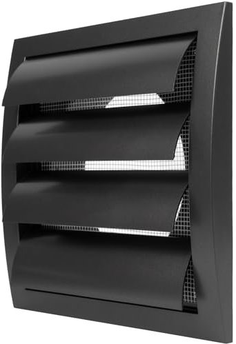 Anthracite Exhaust Hood Vent 5'' Inch / 125 mm with Shutters, Built-in Pest Guard Screen and Flange, Black Air Vent Cover with Flaps, HVAC Exhaust Vent Duct Cap, Helps with Backdraught/Backdraft