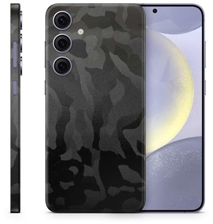 TF Skins Skin passend für Samsung Galaxy S24, S24 Plus, S24 Ultra. Aufkleber für die Rückseite und Seiten zum Schutz. (Shadow Black, Galaxy S24)