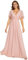 Ever-Pretty Robes de Demoiselle d'honneur Longue Mousseline Appliqué Manches Fluides Taille Empire Rose 52