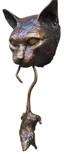 Daconovo Katzen- und Maus-Wandbehang, Katzen-Türklopfer-Skulptur, Gegossene Haustür-Dekoration, Handgefertigt, Langlebig, Einfach zu Verwenden