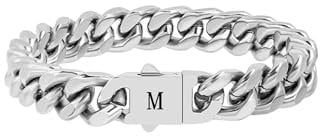 HAYOUWAY Armband Herren Silber mit Buchstaben, Herren Armband Damen Panzerkette Edelstahl Armbänder für Herren mit Gravur A-Z Personalisierte Geschenke für Männer Papa Freund Sohn Bruder Ehemann