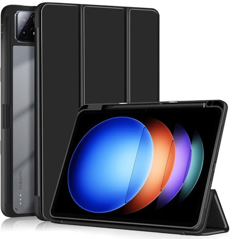 TOPCASE Ultra Slim Hybrid Case Compatible with Xiaomi Pad 6S Pro 12.4-inch Smart Tablet Case with Pen Holder and Auto Sleep/Wake,Black