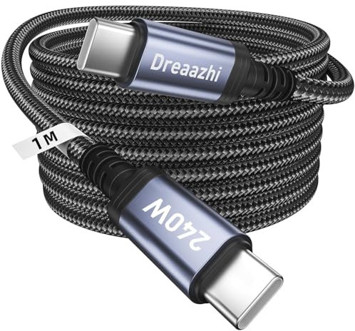 Dreaazhi Langes 1M USB C anf USB C Lade Kabel, 240W Typ C Schnelllade Kabel Geflochten für iPhone/MacBook Pro/Air, iPad Air/iPad Pro/iPad Mini 6/ Samsung Galaxy S22 S21 S20 Galaxy Tab usw