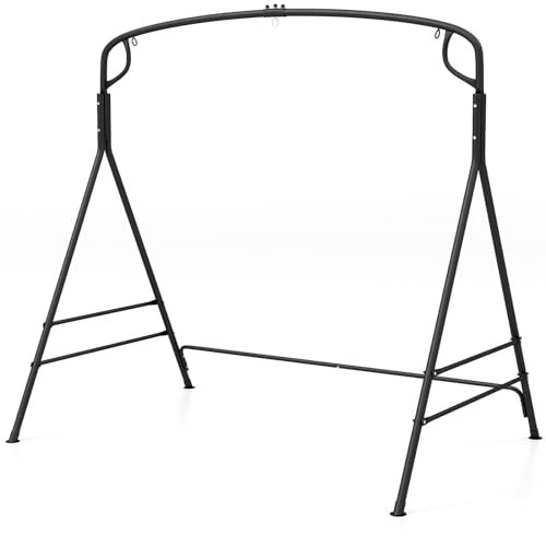 DREAMADE Support de Balançoire de Porche en Métal,Cadre de Balancelle Robuste en Forme de A avec Suspension à 2 Points/à Un Point pour Intérieur Extérieur,Charge 150KG (170x120x168CM)