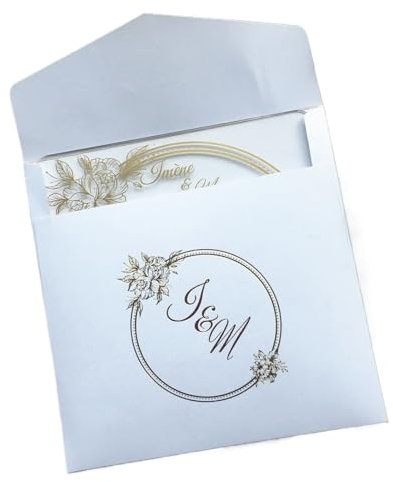 MZSKLW Einladungskarten Hochzeit Quadratische Hochzeitseinladungskarten, 10 Stück, individuell bedruckt mit goldenen Worten und weißem Umschlag Hochzeitseinladungskarten(Color:2mm acrylic card)