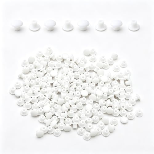 200 Pieces Plastic Hole Plugs,5mm Screw Hole Covers Round Button Plugs, White Drill Hole Cover Caps for Chairs, Cabinets, Shelves, Bedroom Furniture