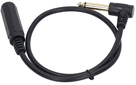 Cable de Extensión de Audio, 0,5 M 1/4 Pulgadas 6,35 Mm Macho a Hembra Cable de Audio Estéreo, Cable Jack Estéreo Mono de ángulo Recto, Cable Extensor Estéreo de Sonido HiFi para