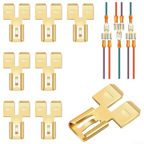 Splitter terminale a vanga, connettore a forcella a doppia forcella a sgancio rapido, cavo elettrico a 2 vie per elettronica di potenza, automobili (8 pezzi)