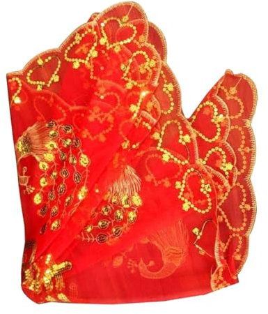 VALICLUD Hochzeit Roter Hijab Hochzeitsdekoration Schleier Brautkleider Braut Hochzeitskleid Dekorieren Tiara Chinesischer Stil Braut Kopftuch Haarschmuck Spitze