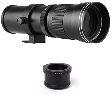 Super Téléobjectif à Zoom Manuel 420-800 Mm F/8.3-16 + Monture en T pour G9 GH5 II GX7 GX8 GX9 GX850 G90 G91 G95 G100, E-M1 E-M5 E-M10 I II III E-PM2 E-PM1 Pen -F E-M1X Appareil