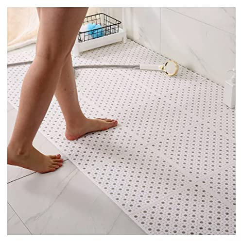 10 Pcs 11.8x11.8Inch Modular Interlocking Non Slip Floor Tiles for Wet Areas Bathroom Kitchen Balcony Patio Shower Pool Plastic Drainage Tiles for Pets and Sauna
