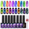Cat Eye Gel Nail Polish, Glass Effect 9D Cat Eye Polish with Magnet Stick, Chameleon Holographic Gel with Dual Colors Magic Effect Professional Use for Salon. 8 Colors