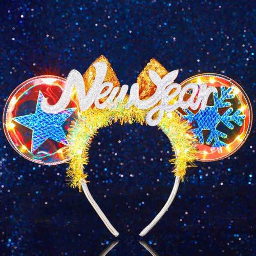 Evlry Serre-tête lumineux à LED pour le Nouvel An - Costume de Noël - Accessoire de cheveux pour femme