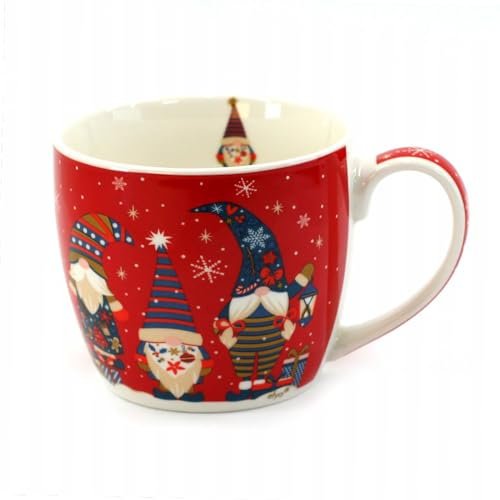 Tabac du Bassigny Tasse Déjeuner en Porcelaine - Lutins Gnomy de Noël Rouge 380 ml