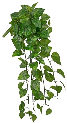 Briful Künstliche Hängepflanze Pothos – Naturgetreue Kunstgrün Scindapsus Ranken, ca. 90 cm – UV-beständig Dekopflanze für Wand, Wohnzimmer Regal & Innenräume