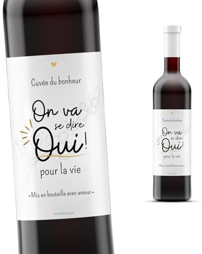 4 Etiquetas botella vino anuncio boda | Etiqueta de vino anuncio boda | Futuros casados | Compartir boda | Anuncio boda familia, amigos
