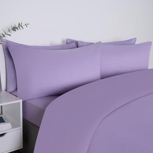Brentfords Pillow Cases 2 Pack, Soft Microfibre Housewife Pillowcases Comfortable Hotel Quality Wrinkle & Fade Resistant Bed Pillow Cases with Envelope Closure, Lilac Purple - 50 x 75cm