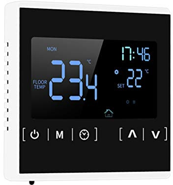 Thermostat intelligent à 2 fils Thermostat intelligent 11 x 10 x 9 programmable Clear Comfort Écran tactile Chaleur facile à lire (noir)