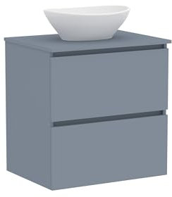 Baikal Mueble de Baño Klay. Mueble MONTADO. 2 Cajones Suspendido con Lavabo sobre Encimera. Armario de Baño. Lavabo Ceramico. 70cm Azul.