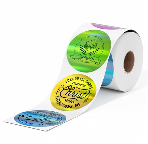 Phomemo 2 Runde Mehrfarbiger Laser Thermoetiketten 400 Etiketten/Rolle | Kompatibel mit Munbyn, Nelko,ETIKEZ Etikettendrucker,Wasserdicht BPA-freie Selbstklebende,Nicht für M110 und M-Serie