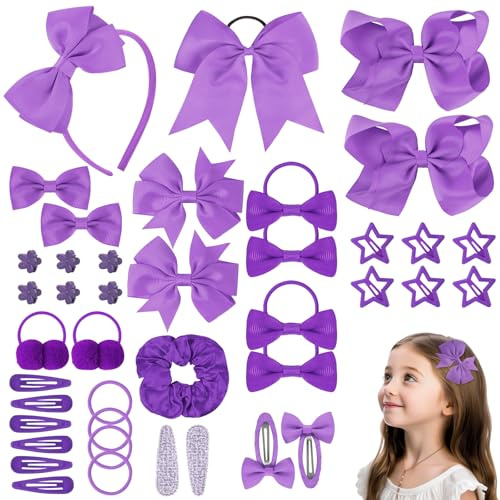 LOPHE 77 Pièces Bandeau à Noeud pour Enfants Pinces à Cheveux Ensemble de Bandeaux, Ensemble d'Accessoires pour Cheveux avec Décoration de Noeud, Adapté aux Cadeaux d'Anniversaire de Noël