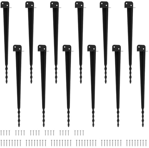 Aopunly 12er Set L-förmige Bodenhülse 70 cm mit gezähntem Ende, leicht einzuschlagen, Erdanker & Pfostenträger für Holz- & Metallpfosten, Stahl, für alle Gartenkonstruktionen