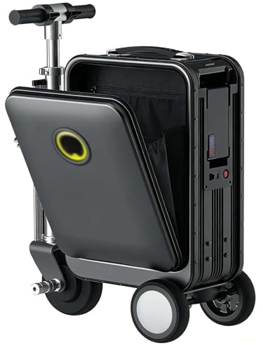 Intelligenter Elektrischer Reisekoffer (20L), Elektrischer Fahrkoffe Mit Teleskopgriff/Verbesserter RüCkwäRtsfunktion, Leichtem Elektro-GepäCkroller,Digitalem Schloss,Wasserdicht Leicht Black