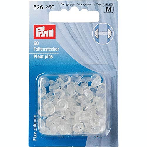 Prym Plisseestifte für Gardinenfalten Kunststoff transparent, weiß, 50 Stück