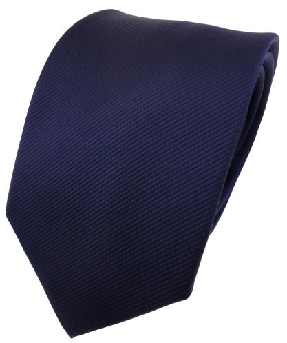 TigerTie Designer Krawatte blau dunkelblau marine Uni Rips - Binder Tie