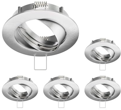 ledscom.de 5 Stück Deckeneinbaurahmen CIRC, rund, schwenkbar, aluminium matt