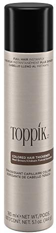 Toppik Coloured Hair Thickener Spray, Medium Brown Designed to Disguise Thinning Hair, for Naturally Thicker Looking Hair, 180ml