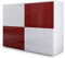 Vladon Sideboard Rova, Made in Germany, Kommode mit 4 Türen, Weiß matt/Weiß Hochglanz/Bordeaux Hochglanz (92 x 72 x 35 cm)