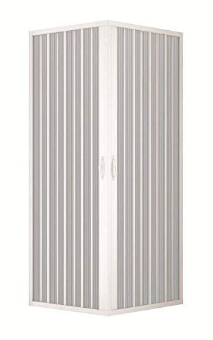 Mampara ducha en PVC con apertura angular con dos puertas plegables - 2 lados - 70 x 70 cm, H 185 cm - Blanco