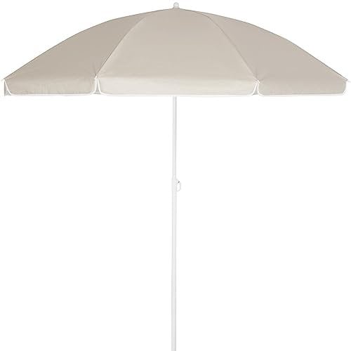 Kingsleeve Sombrilla de Playa Jardín 180cm Parasol Patio Terraza Inclinable Ajustable Protección UV50+ Crema