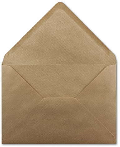 100 DIN C6 Briefumschläge Kraftpapier gerippt - 11,4 x 16,2 cm - 100 g/m² - Spitze Klappe mit Nassklebung Umschläge ohne Fenster - Glüxx-Agent