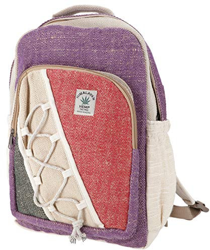 GURU SHOP Ethno Hanf Rucksack - Natur/violett, Unisex - Erwachsene, 40x30x20 cm