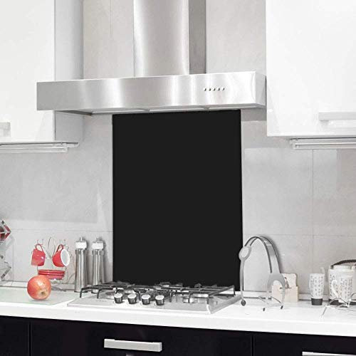 BELOFAY 6mm Tempered Glass Splashbacks for Cookers, Toughened Glass Heat Resistant Splashback for Kitchen (60x65, Black)