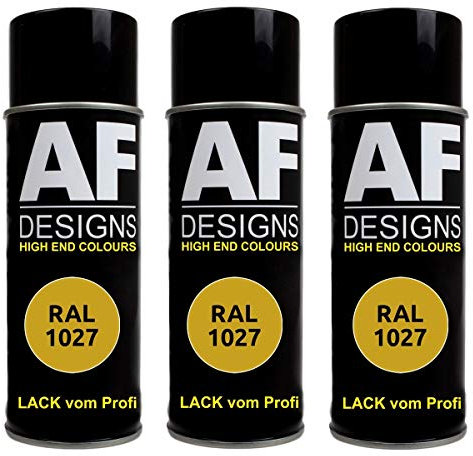 Alex Flittner Designs 3x RAL Lackspray Autolack Buntlack Spraydose RAL1027 CURRYGELB matt