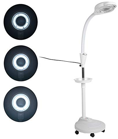 Beauty Lamp Standard Lamp Ring Light with Tripod, LED Cold Light Height Adjustable 8X Magnifying Glass Standing Lamp for Tattoo Beauty Salon Use (UK)