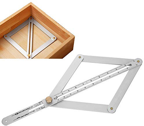 Bau Winkelmesser 0-170 ° Goniometer Lineal Edelstahl 4-Fach Eckwinkel Finder Multifunktionaler Diagonaler Deckenprofiler,Quadrat