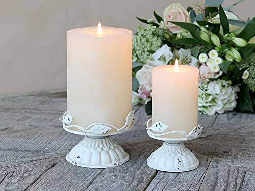 Kerzenständer m. Dekor für Stumpenkerze H11/D8 cm Antique Creme…