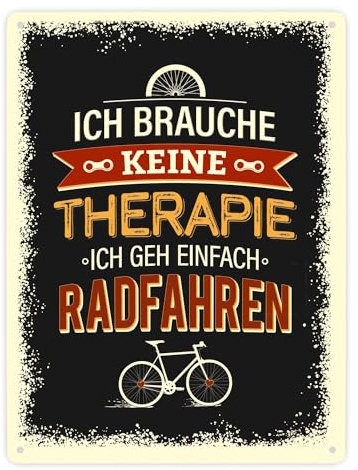 Keine Therapie - nur Radfahren Metallschild XXL mit Fahrrad Motiv