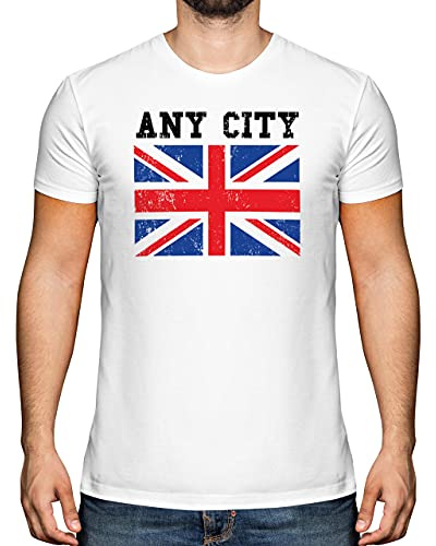 Candymix Graphic Men's T-Shirt - Customisable United Kingdom/Union Jack Flag Any Text - Premium Cotton Tee for Men, Short-Sleeve, Crew Neck, Contemporary Fashion Fit