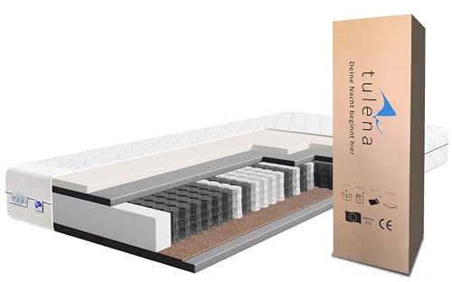 TULENA NOX Taschenfederkern Matratze 160x200 Federkernmatratze H3 + H4 Comfort 23cm hoch Probeschlafen Rollmatratze Wendematratze