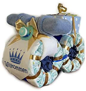 Windelmotorrad Prinz blau - Windelgeschenk für Junge