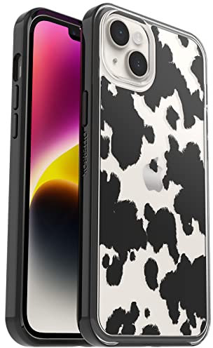 OtterBox Symmetry Clear Case for iPhone 14 Plus, Shockproof, Drop proof, Protective Thin Case, 3x Tested to Military Standard, Antimicrobial Protection, Cow Print