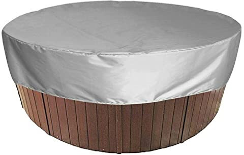 PRELGOSP Runde Whirlpool Abdeckung, Wasserdicht Whirlpoolabdeckungen, UV Schützende Thermoabdeckung Whirlpool für Spa Whirlpool Badewanne Gartenmöbel,Silber,160 * 90cm