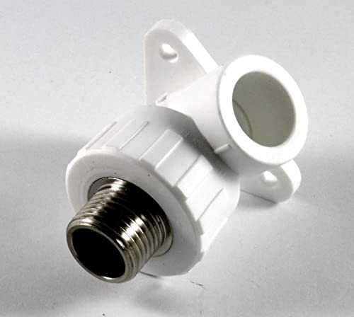 PP-R Rohr 25 mm Verbinder Winkel Kniestück Muffe T-Stück Fitting Fittings PPR (1 x Wandanschluss Winkel 1 x 25mm zu 1/2 AG)