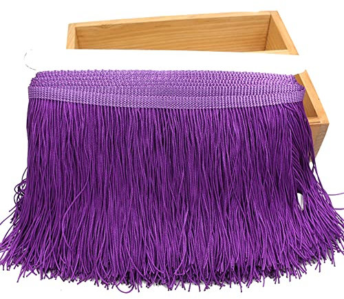 Duories 2 Meters 15cm Seide Fransen Quaste Fransenborte Fransenband Schnittfranse Dekoband Zierband Dekoborte Tanzfransen Nähzubehör für DIY Basteln Apparel Kleidung,Kostüme,Nähen,Dekoration,Violett